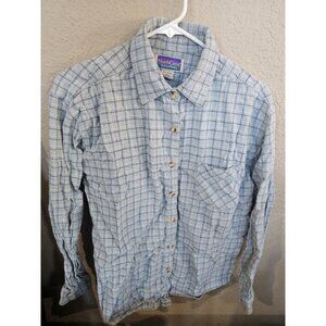 Northcrest Blue Plaid Button Down Shirt Vintage Women's Size Large Cotton